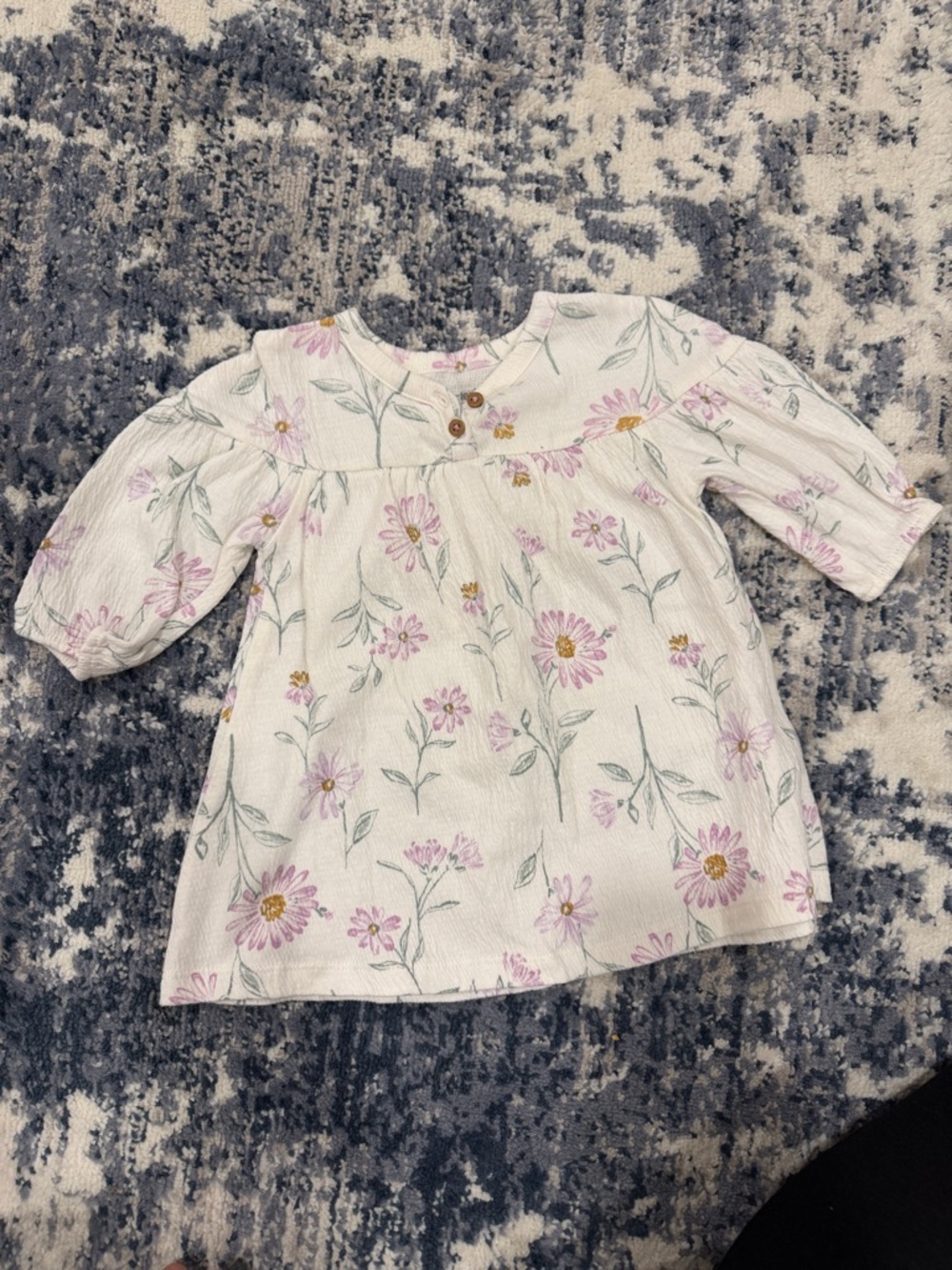 Carter's White Floral Dress with Pink & Green Print